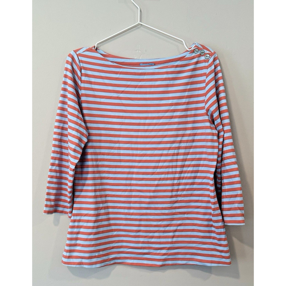 J. McLaughlin Catalina Cloth Stripe Boat Neck 3/4 Sleeve Size Large 2828